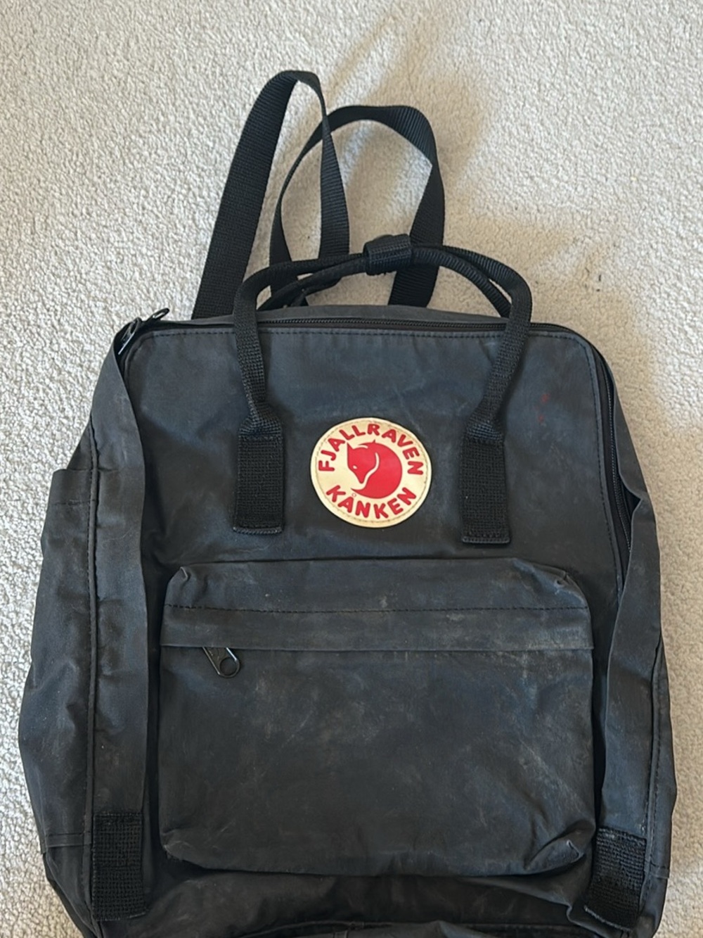 Fjallraven Kanken Backpack in Black with Red Logo